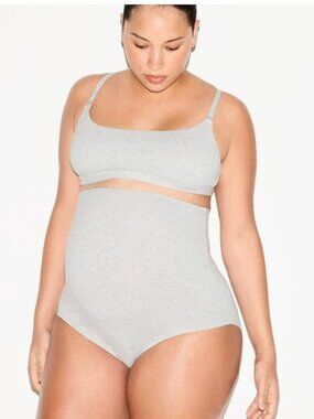 NEW SKIMS Set of 3 Cotton Jersey Maternity High Waisted Brief Heather Gray XL